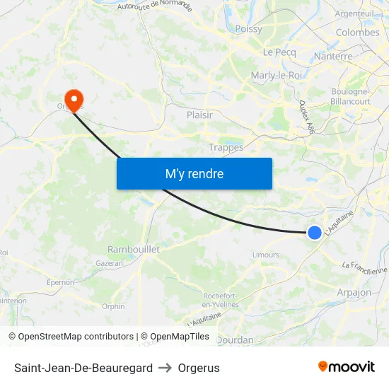 Saint-Jean-De-Beauregard to Orgerus map