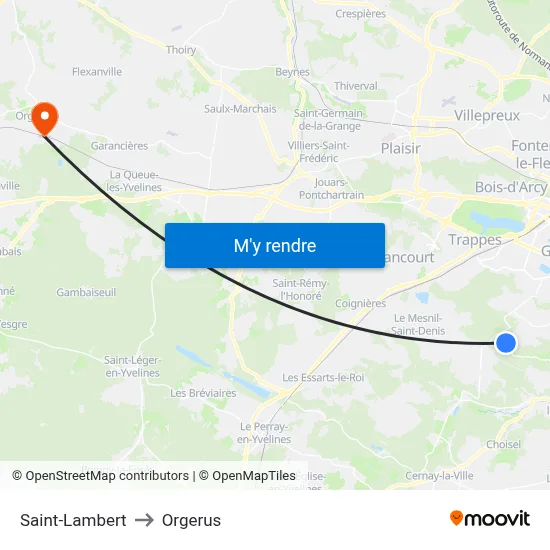 Saint-Lambert to Orgerus map