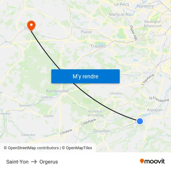 Saint-Yon to Orgerus map