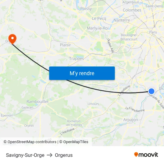 Savigny-Sur-Orge to Orgerus map