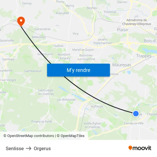 Senlisse to Orgerus map