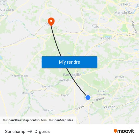 Sonchamp to Orgerus map