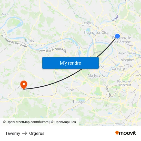 Taverny to Orgerus map