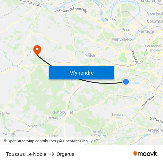 Toussus-Le-Noble to Orgerus map
