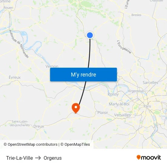 Trie-La-Ville to Orgerus map