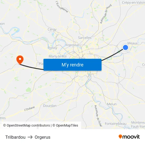 Trilbardou to Orgerus map