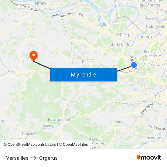 Versailles to Orgerus map