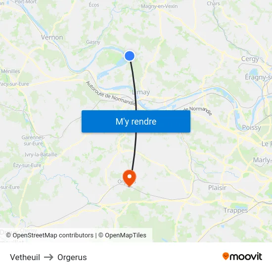 Vetheuil to Orgerus map