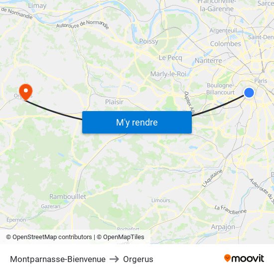 Montparnasse-Bienvenue to Orgerus map