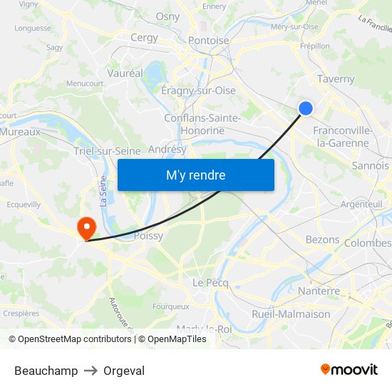 Beauchamp to Orgeval map