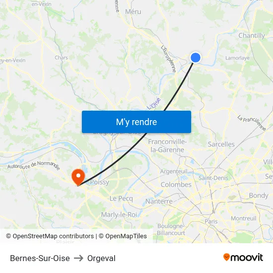 Bernes-Sur-Oise to Orgeval map