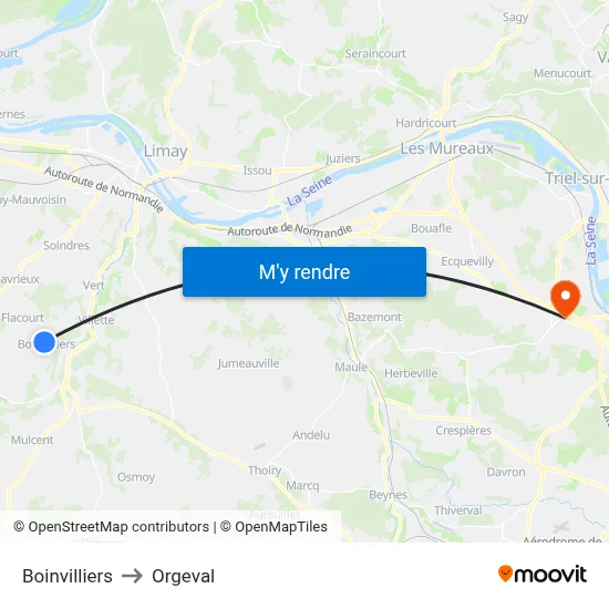 Boinvilliers to Orgeval map