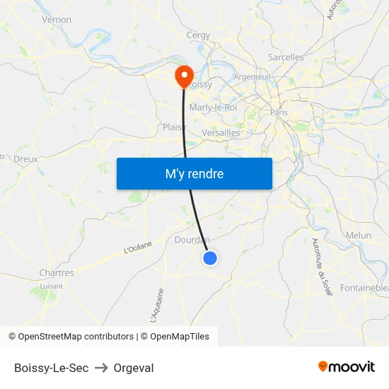 Boissy-Le-Sec to Orgeval map