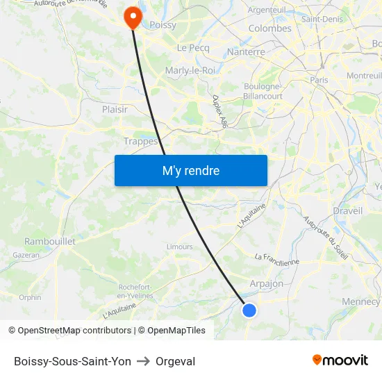 Boissy-Sous-Saint-Yon to Orgeval map
