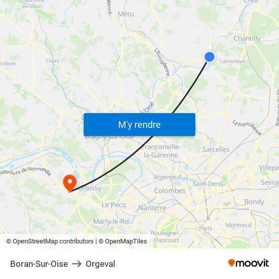 Boran-Sur-Oise to Orgeval map