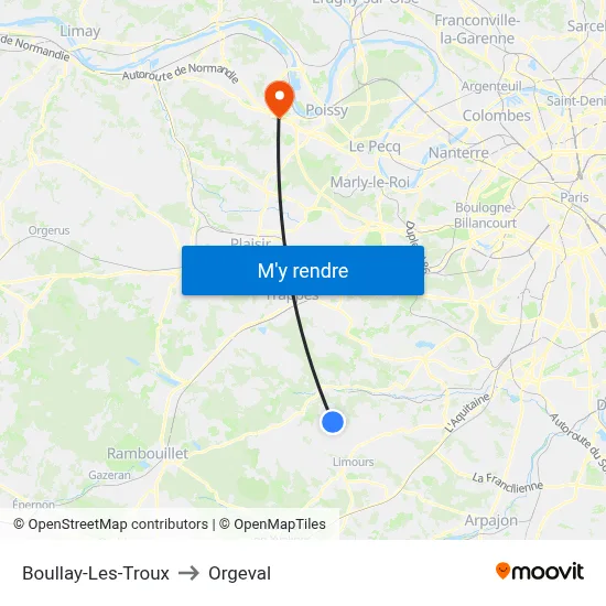 Boullay-Les-Troux to Orgeval map