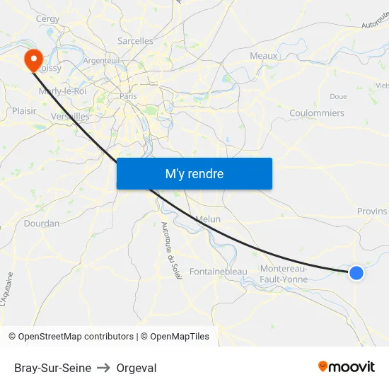 Bray-Sur-Seine to Orgeval map