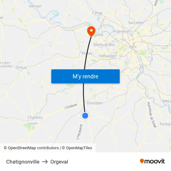 Chatignonville to Orgeval map