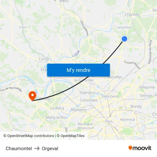 Chaumontel to Orgeval map