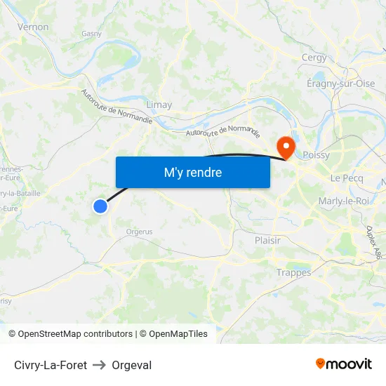 Civry-La-Foret to Orgeval map