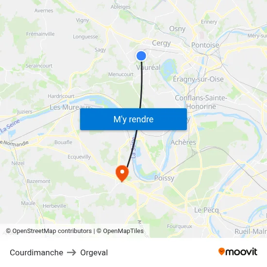 Courdimanche to Orgeval map