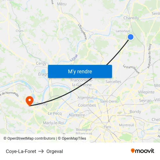 Coye-La-Foret to Orgeval map