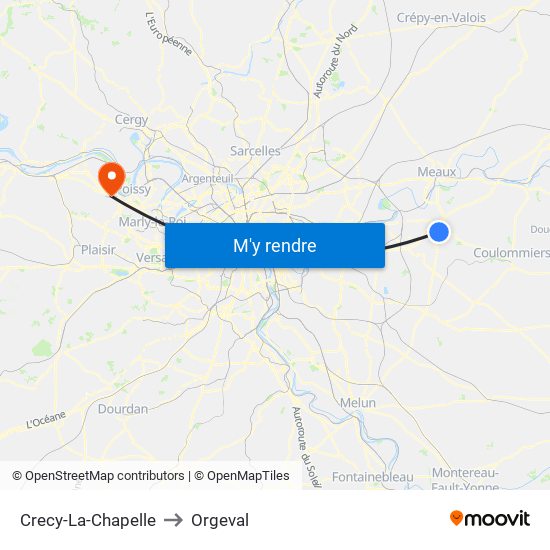 Crecy-La-Chapelle to Orgeval map