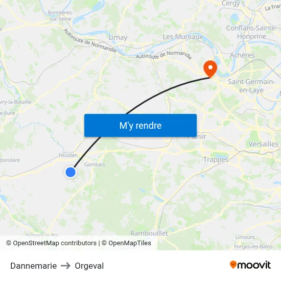 Dannemarie to Orgeval map