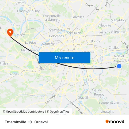 Emerainville to Orgeval map