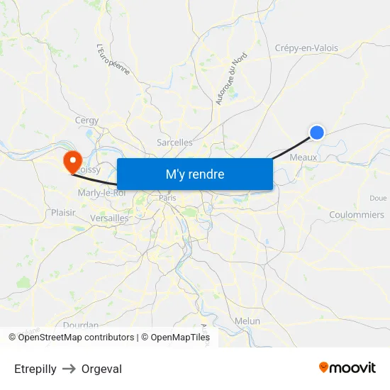 Etrepilly to Orgeval map