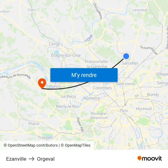 Ezanville to Orgeval map