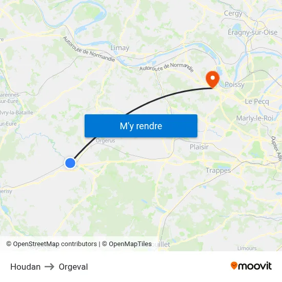 Houdan to Orgeval map