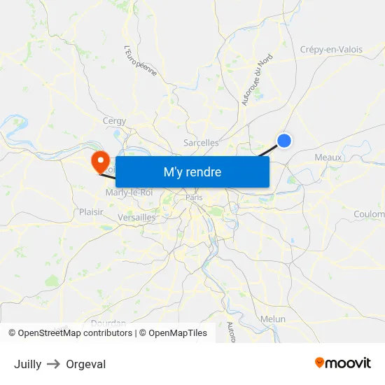 Juilly to Orgeval map