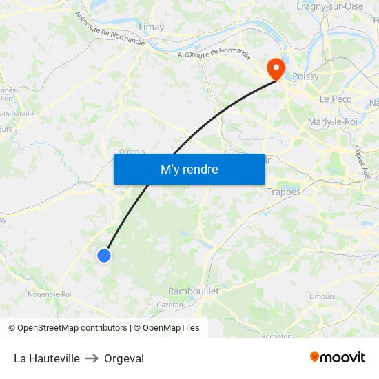 La Hauteville to Orgeval map