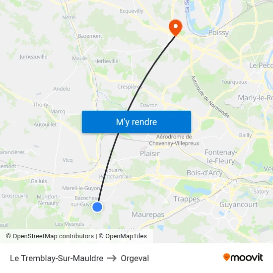 Le Tremblay-Sur-Mauldre to Orgeval map