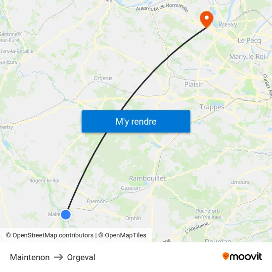 Maintenon to Orgeval map