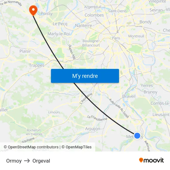 Ormoy to Orgeval map