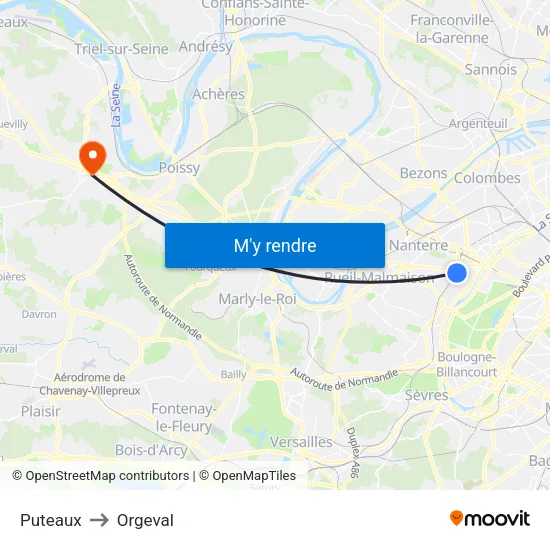 Puteaux to Orgeval map