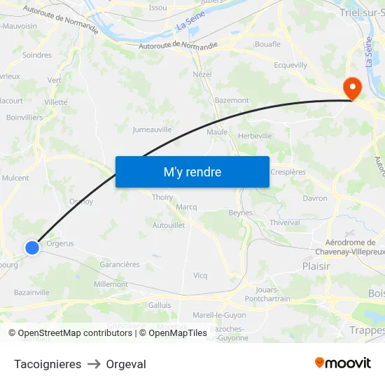 Tacoignieres to Orgeval map