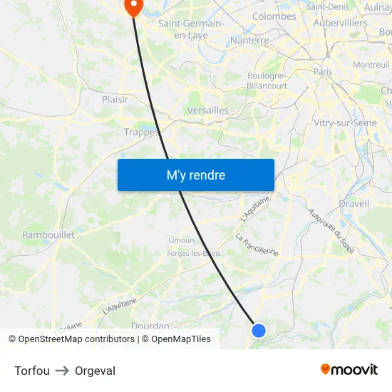 Torfou to Orgeval map