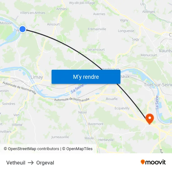 Vetheuil to Orgeval map