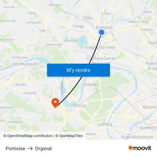 Pontoise to Orgeval map