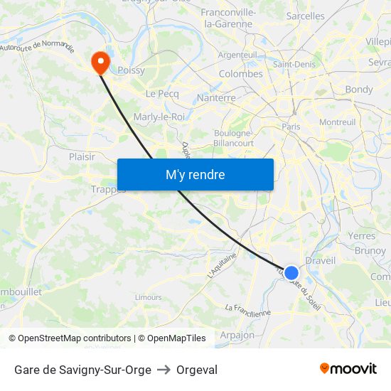 Gare de Savigny-Sur-Orge to Orgeval map