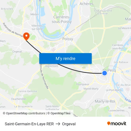 Saint-Germain-En-Laye RER to Orgeval map