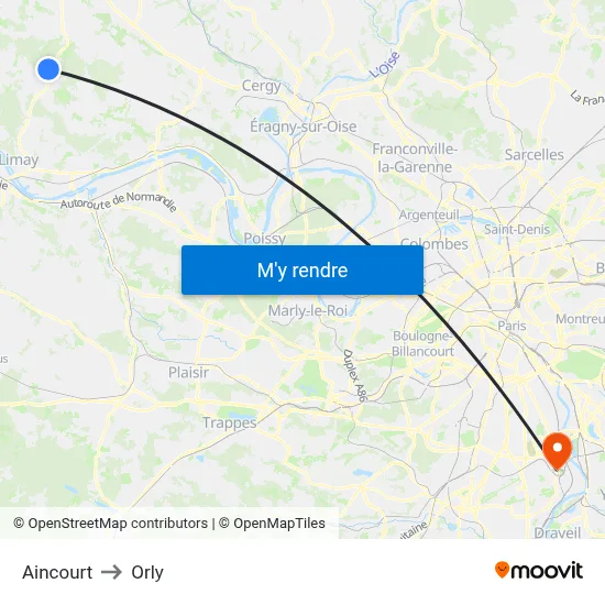 Aincourt to Orly map