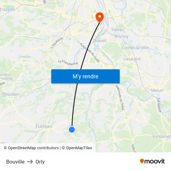 Bouville to Orly map