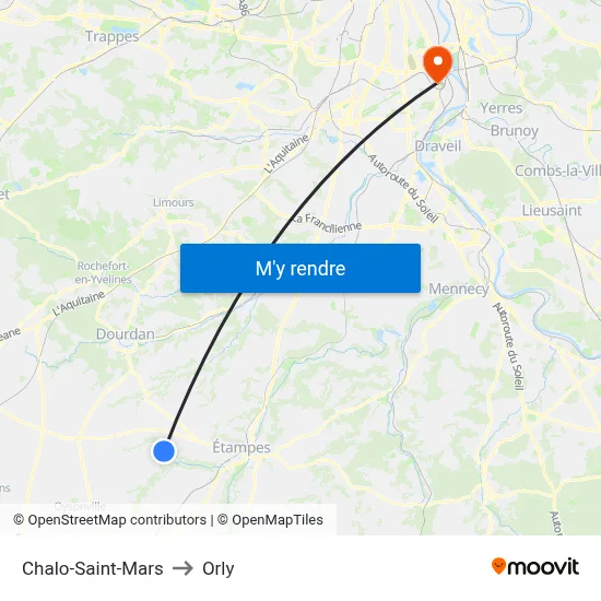 Chalo-Saint-Mars to Orly map