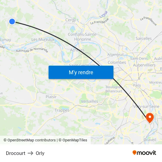 Drocourt to Orly map