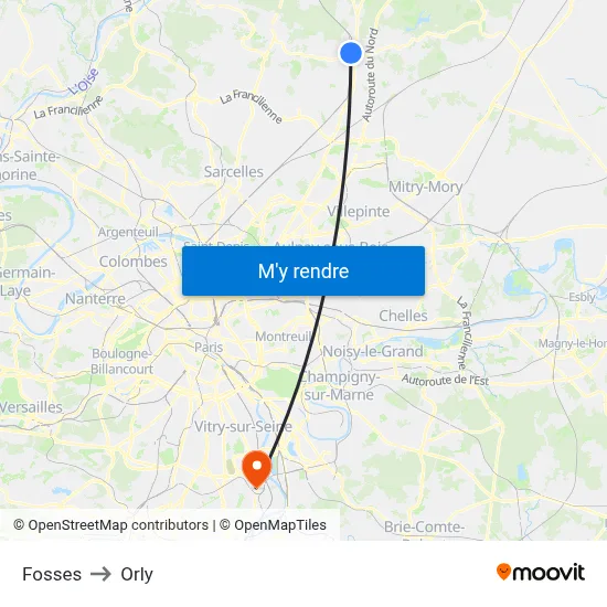 Fosses to Orly map