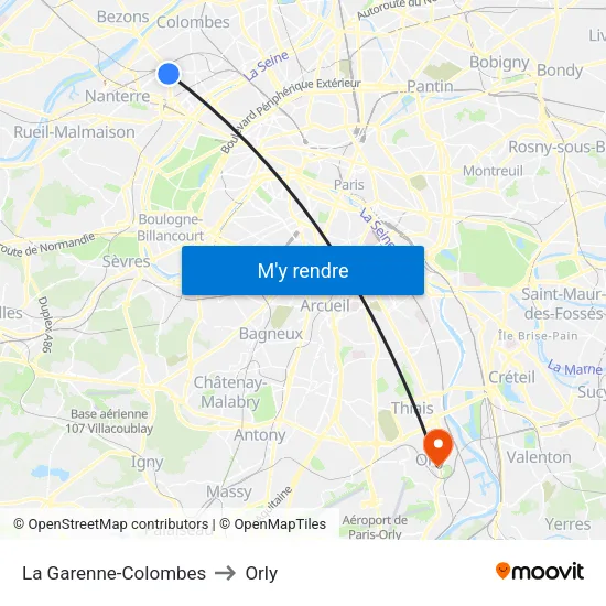 La Garenne-Colombes to Orly map